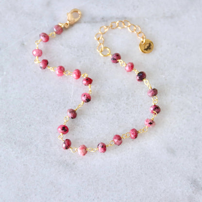 Rhodochrosite Beaded Bracelet