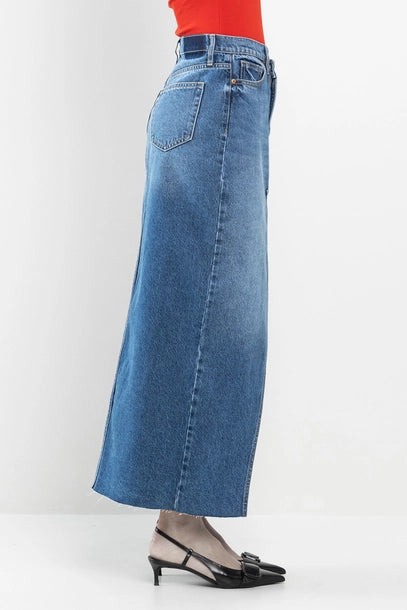 SneakPeek - Criss Cross Skirt with Front Slit Medium Wash