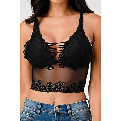 Lace-Up Crop Lace Bralette