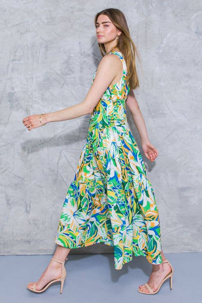 Printed Woven Midi Dress
