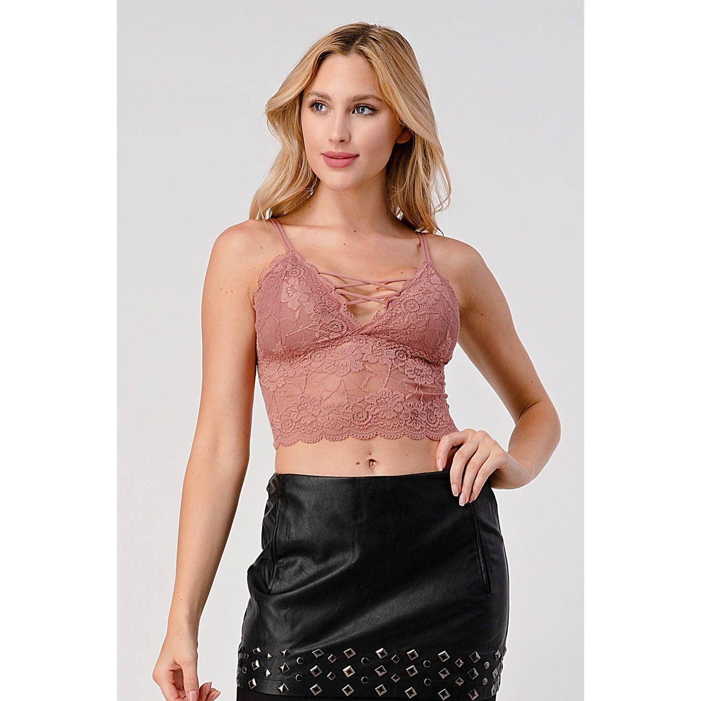 Lace-Up lace Crop Bralette