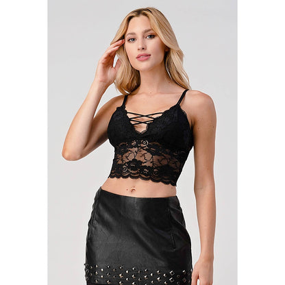 Lace-Up lace Crop Bralette