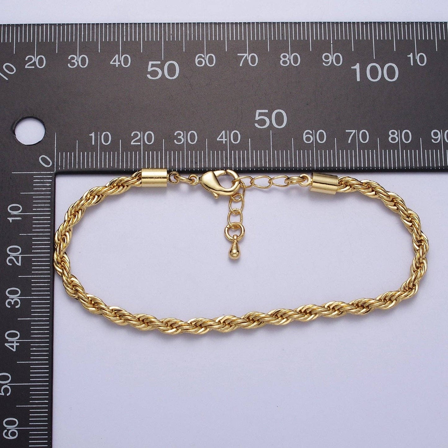 Gold Twisted Rope Chain Bracelet 7", 3.7mm Gold Filled