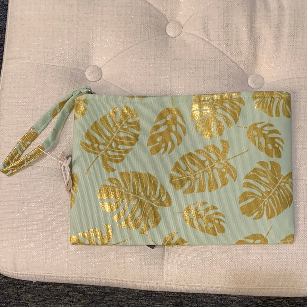 Gold Palms Wristlet Pouch