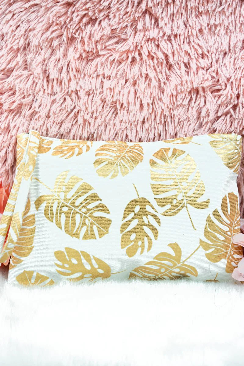 Gold Palms Wristlet Pouch