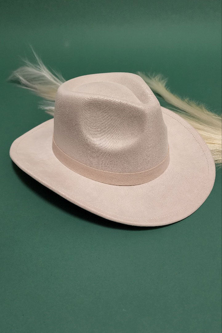 Velvet Suede Panama Cowboy Hat with Belt