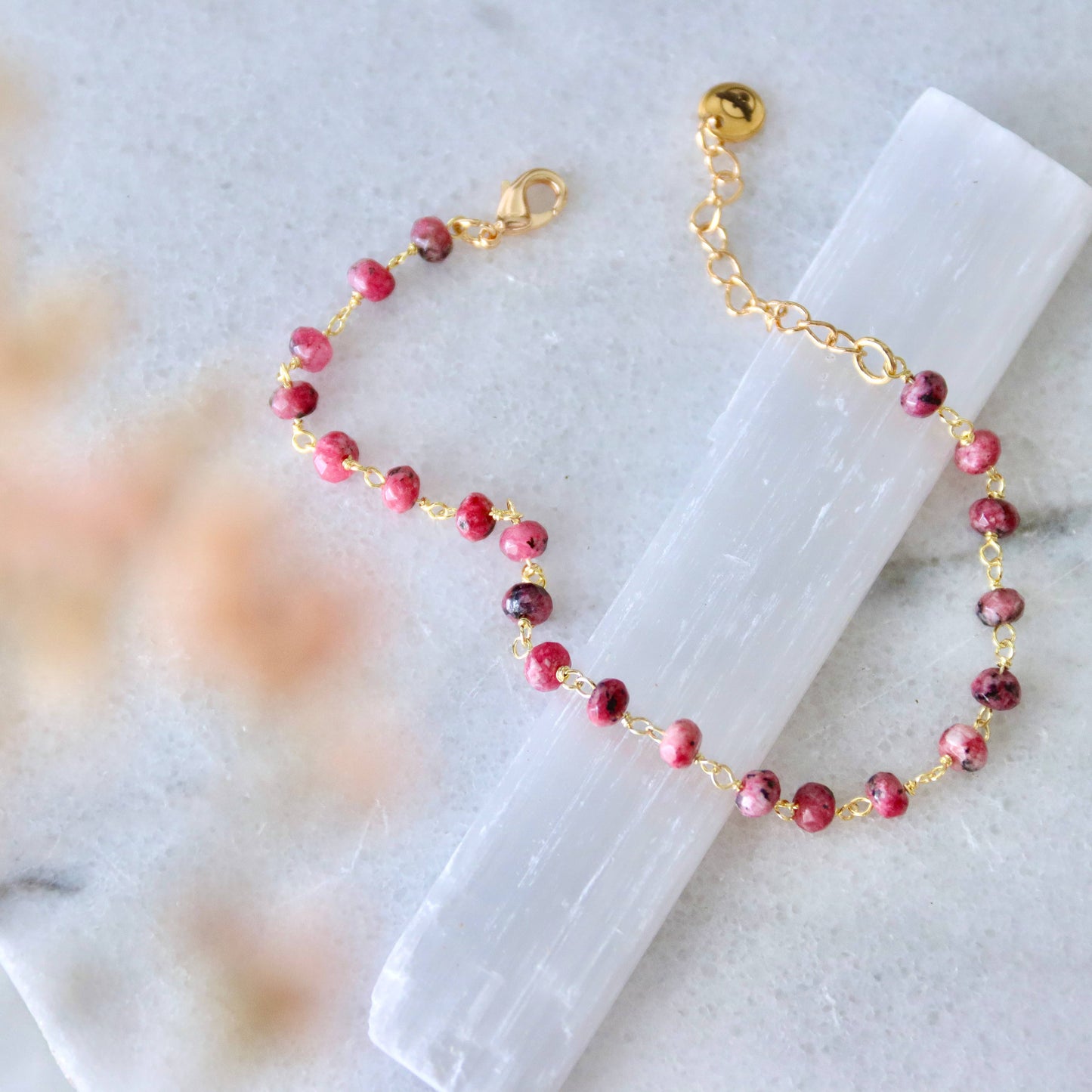 Rhodochrosite Beaded Bracelet