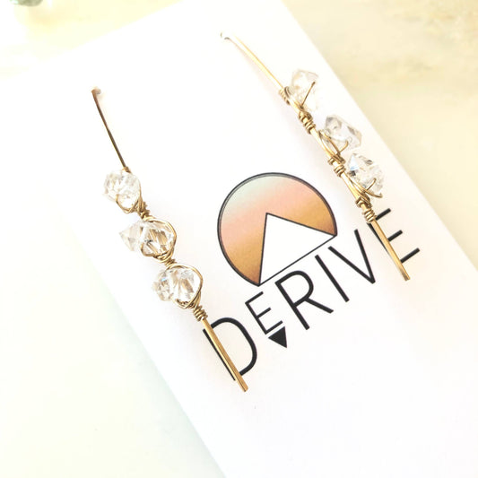 Derive Jewelry - Triple Stone Threaders - Herkimer Diamond