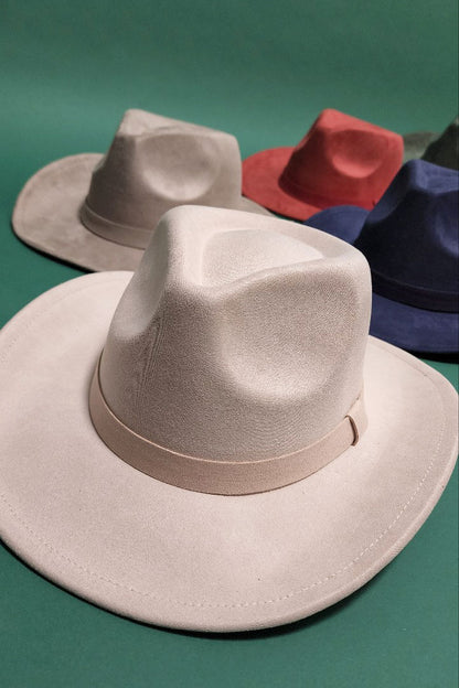 Velvet Suede Panama Cowboy Hat with Belt