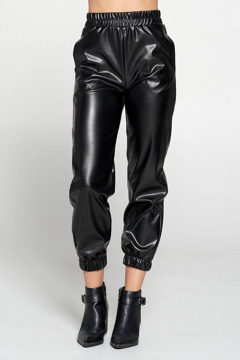 Renee C. - Made in USA Black Faux Stretch Leather Pants with Pockets ...