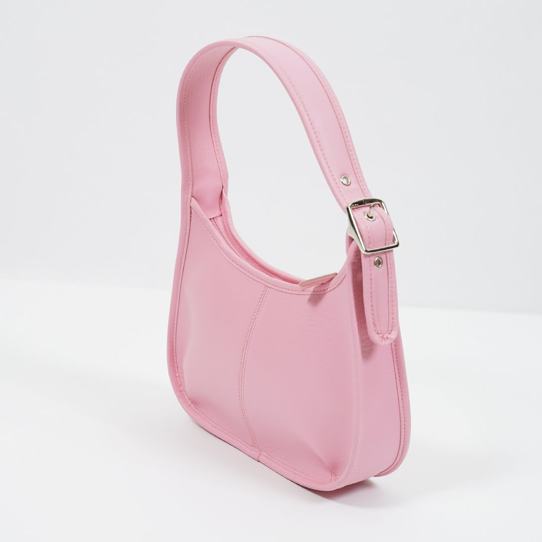 Pink PU Leather Hobo Bag