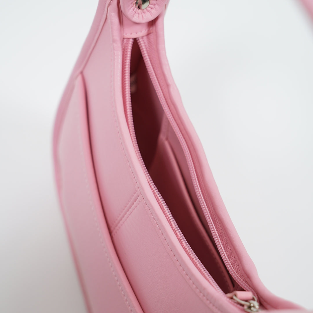 Pink PU Leather Hobo Bag