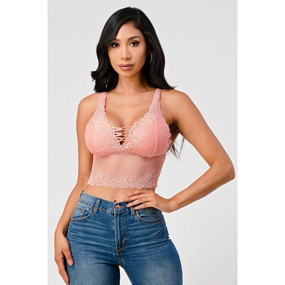 Lace-Up Crop Lace Bralette