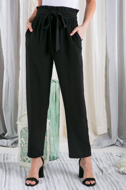 Black Wide Leg Pants with Wide Waistband