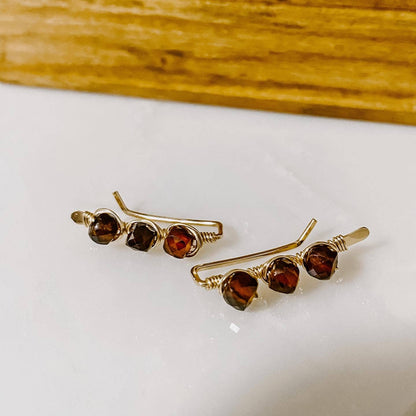 Derive Jewelry - Ember Glow Garnet Ear Climbers