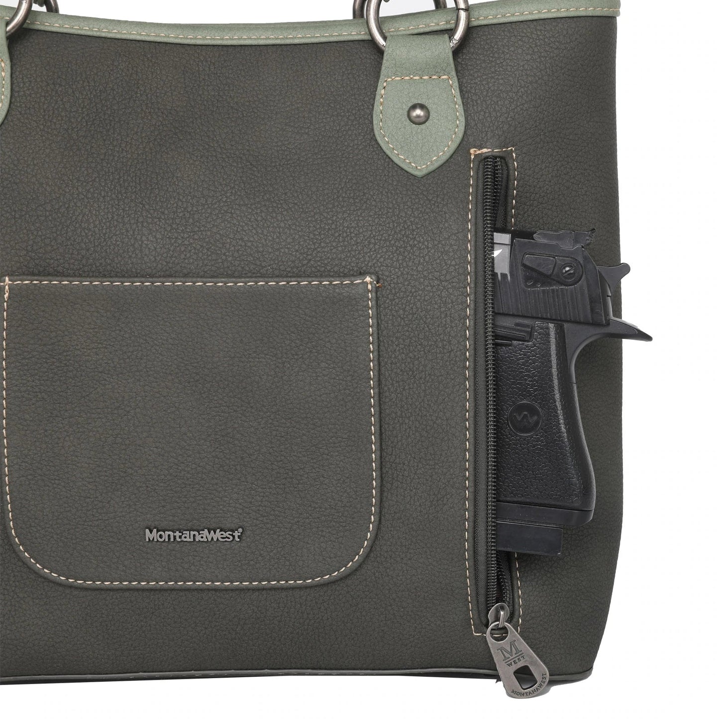 Dark Green Buckle Collection Concealed Carry Tote