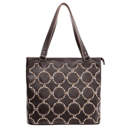 Real Leather Studs Collection Dual Sided Concealed Carry Tote