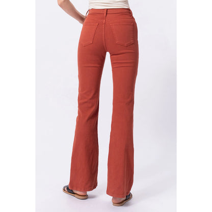 SneakPeek - High Rise Rust Red Solid Slim Bootcut Jeans
