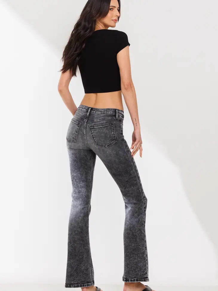 SneakPeek - Mid-Rise Bootcut Jeans in Acid Black