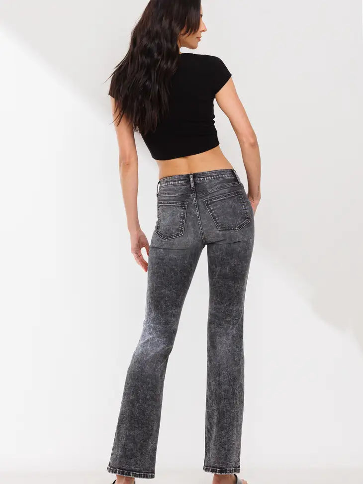 SneakPeek - Mid-Rise Bootcut Jeans in Acid Black