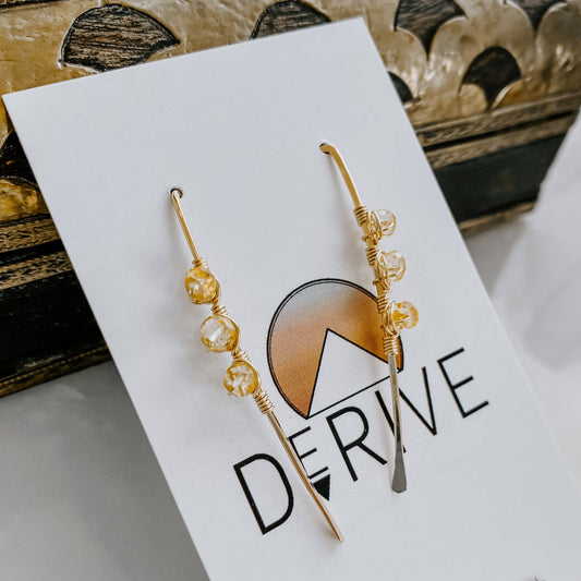 Derive Jewelry - Triple Stone Citrine Threader Earrings