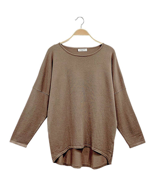 Dolman High Low Tunic Sweater Top Plus Size - Taupe