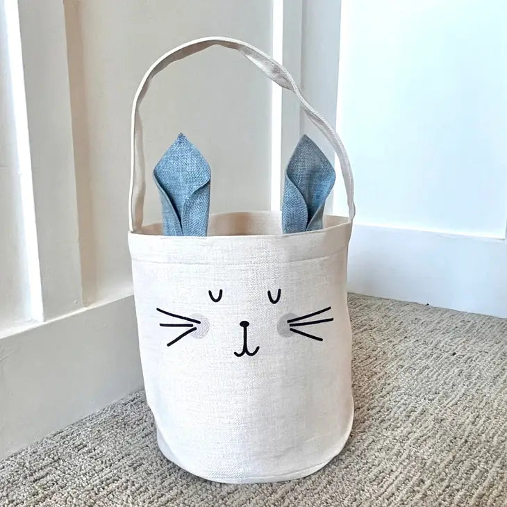 Ivory Homestead - Printed Face-- Bunny Ears Linen Easter Basket