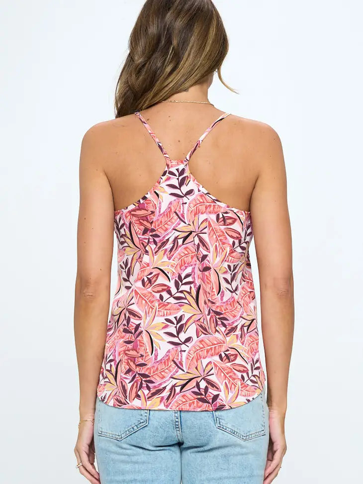 Blush Tropical Leaf Print Top