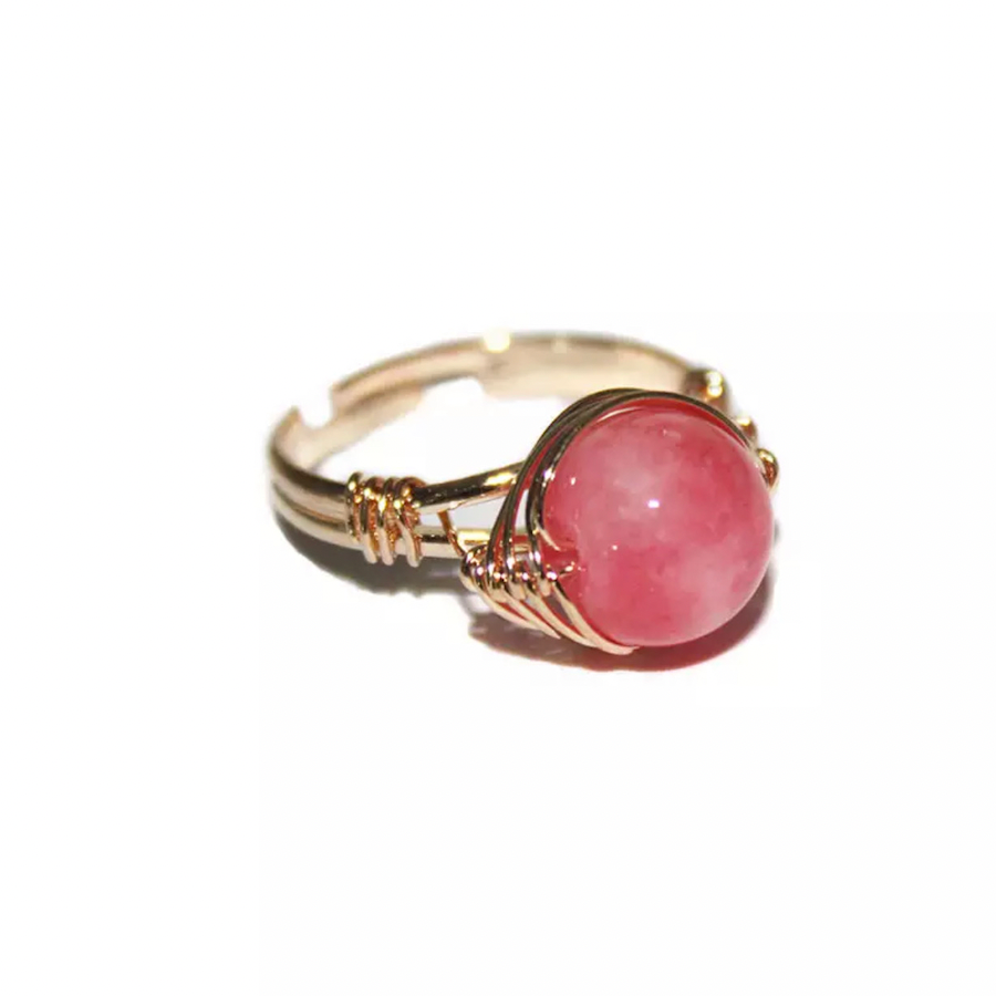 Moon Child - Strawberry Quartz Aura Ring "Emotional Balance"