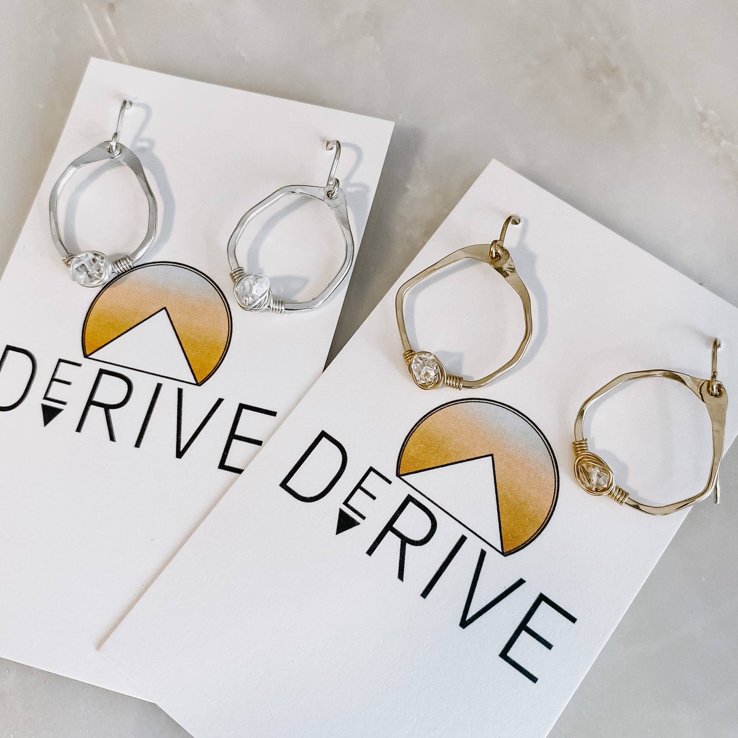 Derive Jewelry - Organic Mini Herkimer Hoop Earrings