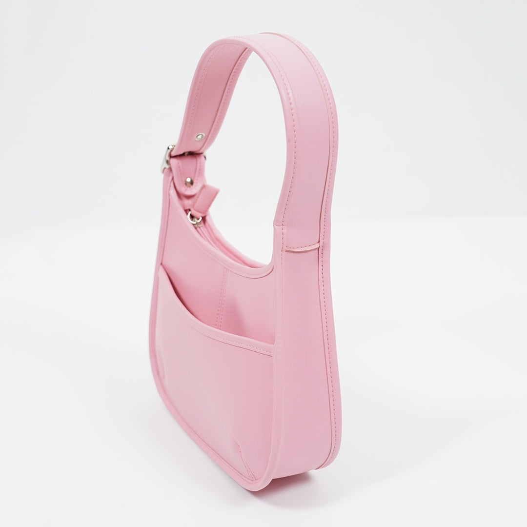 Pink PU Leather Hobo Bag