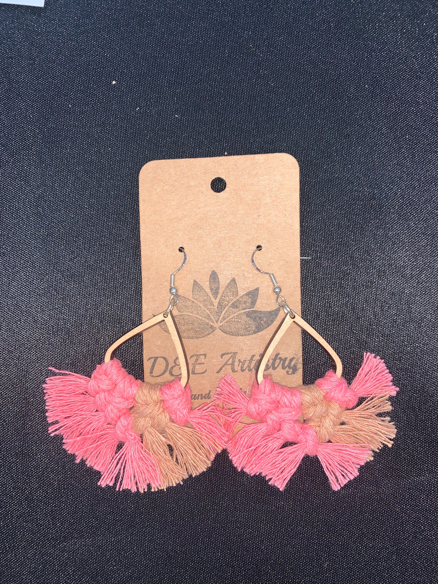 D&E Wood and Tassel Earrings