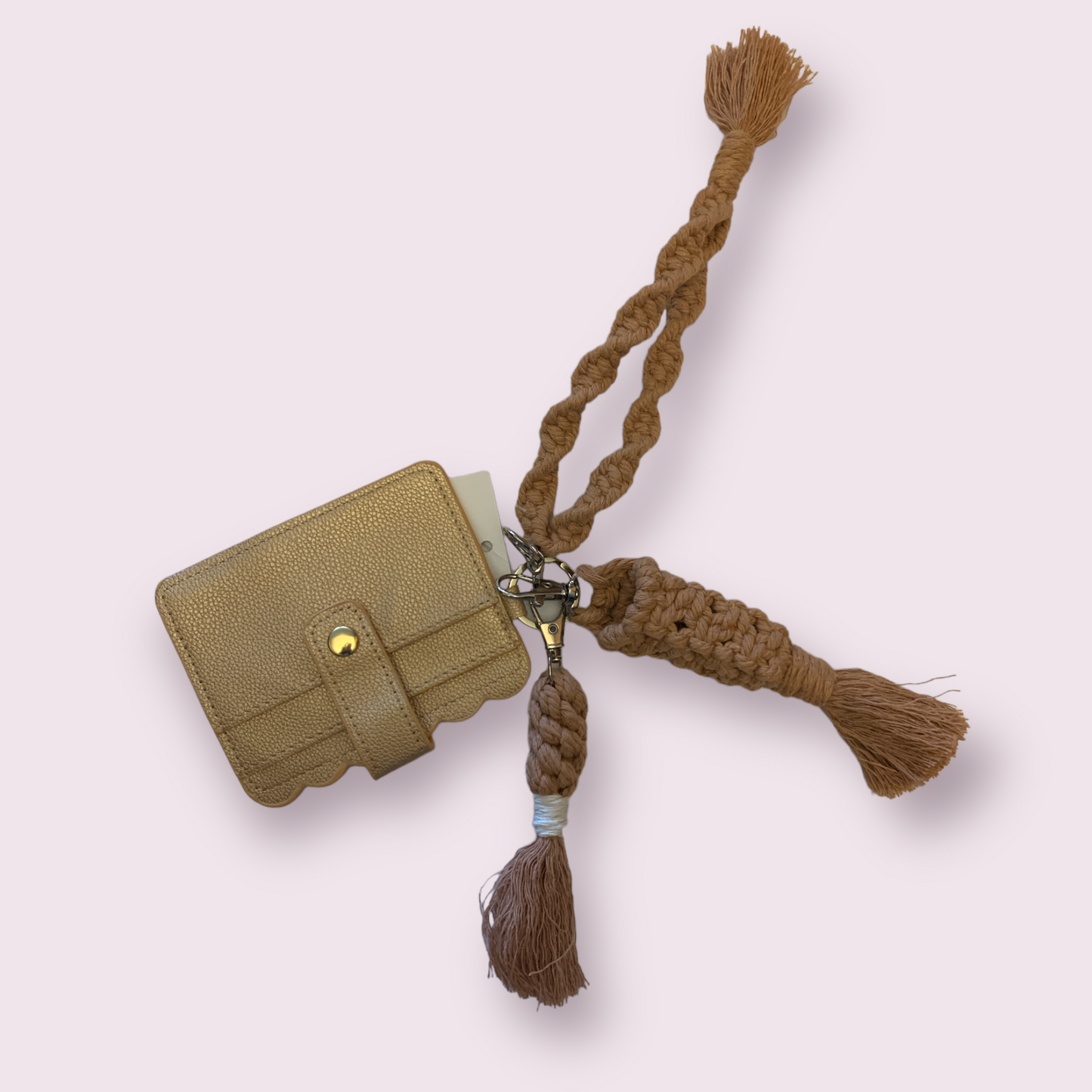 Macrame Bracelet Wristlet Keychain With Card Holder Wallet