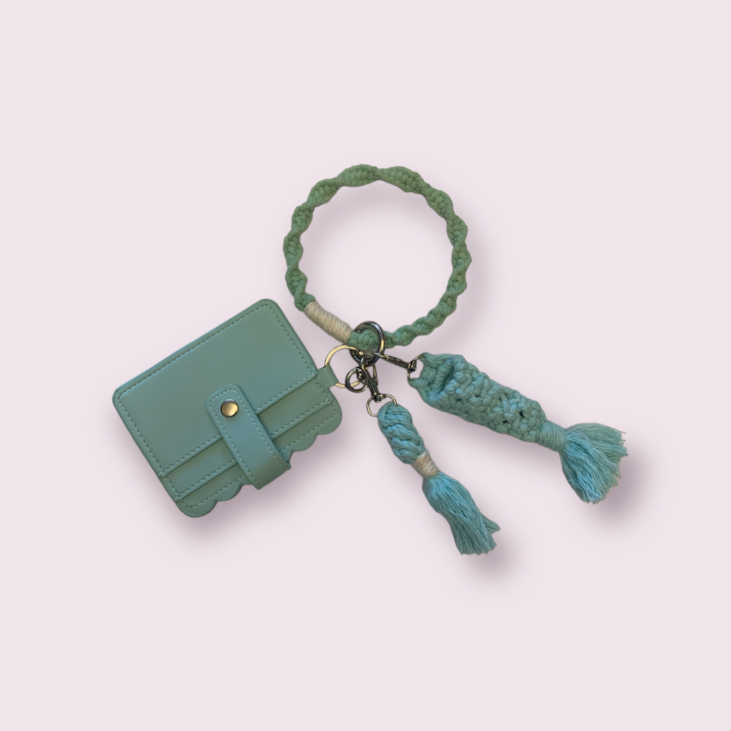 Macrame Bracelet Wristlet Keychain With Card Holder Wallet