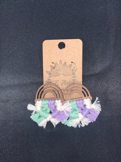 D&E Wood and Tassel Earrings