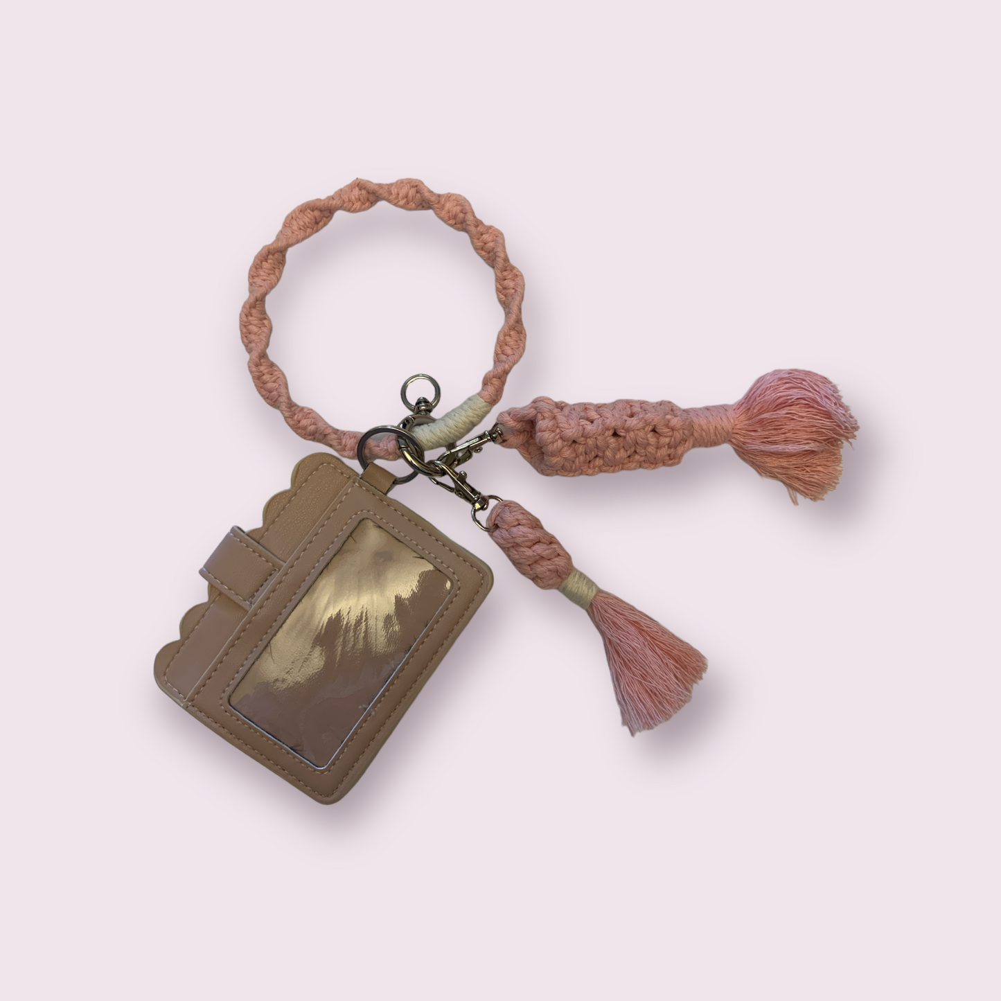 Macrame Bracelet Wristlet Keychain With Card Holder Wallet