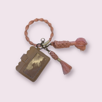 Macrame Bracelet Wristlet Keychain With Card Holder Wallet