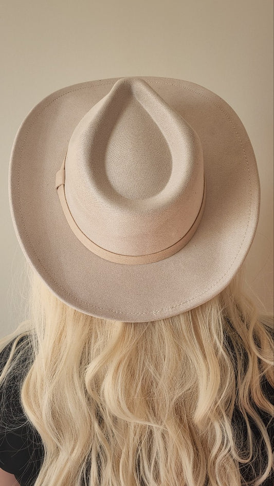 Velvet Suede Panama Cowboy Hat with Belt