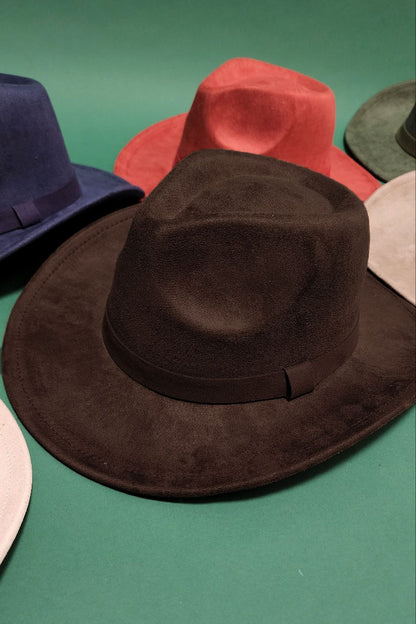 Velvet Suede Panama Cowboy Hat with Belt