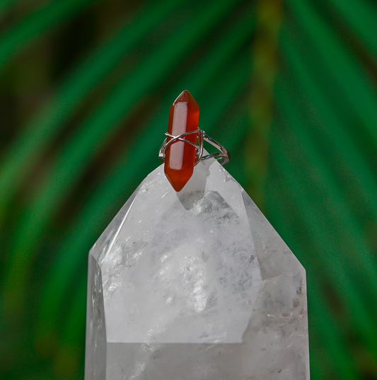 Carnelian Gemstone Adjustable Obelisk Ring