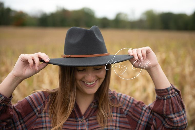 The Classy Cloth Wide Brim Hat w/ Belt - RTS