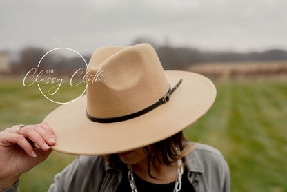 The Classy Cloth Wide Brim Hat w/ Belt - RTS