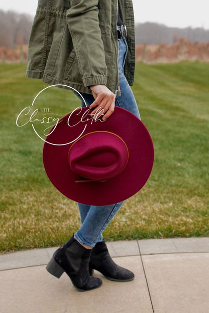 The Classy Cloth Wide Brim Hat w/ Belt - RTS