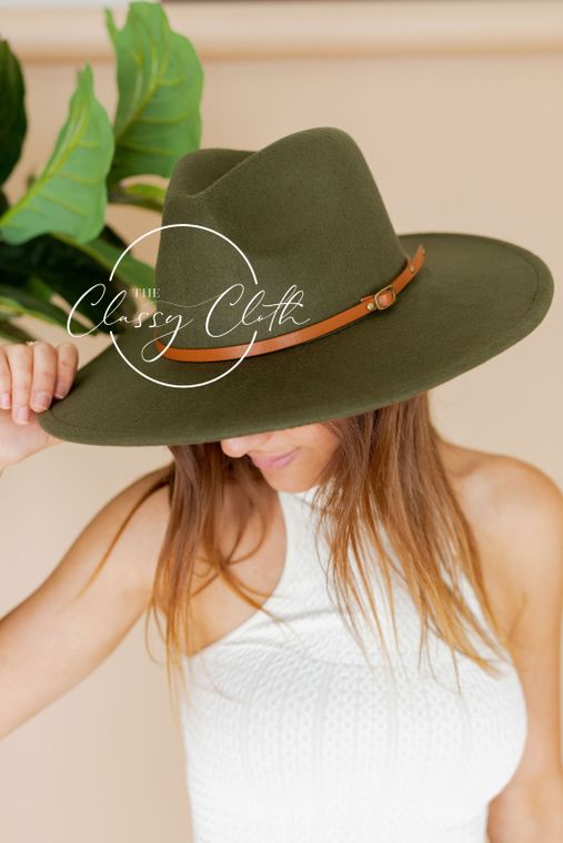 The Classy Cloth Wide Brim Hat w/ Belt - RTS