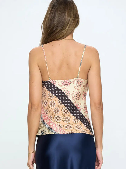 Print Cowl Neck Top