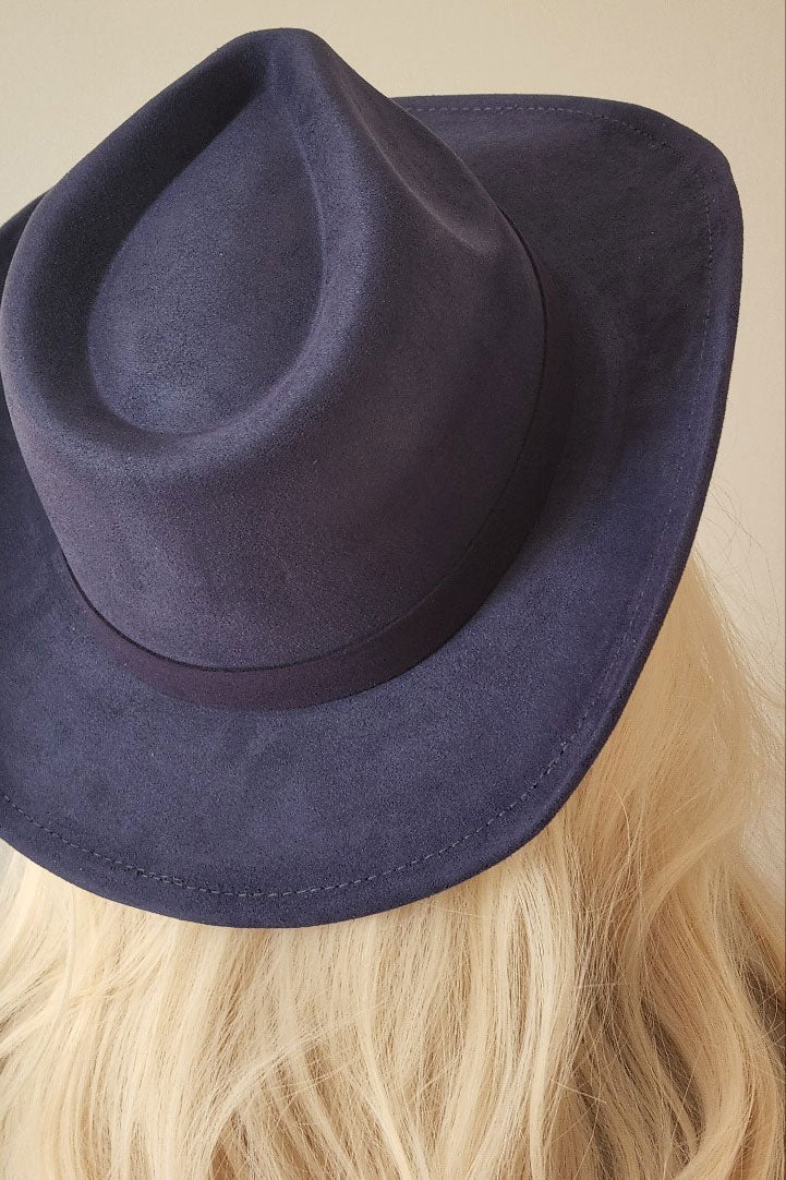 Velvet Suede Panama Cowboy Hat with Belt