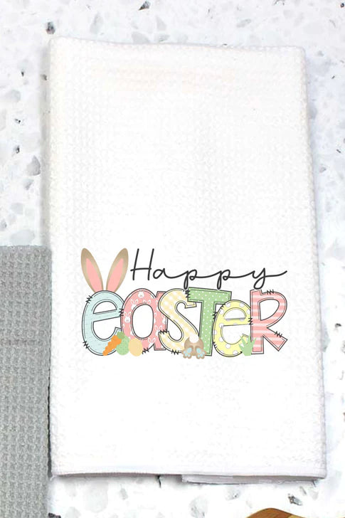 Pastel Happy Easter Waffle Kitchen Towel