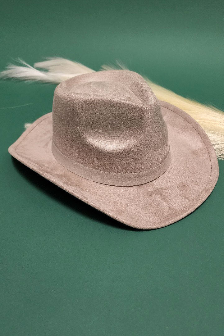 Velvet Suede Panama Cowboy Hat with Belt